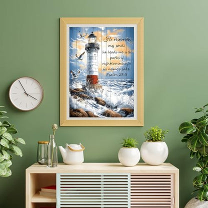 Puzzles for Adults 1000 Pieces, Lighthouse Jigsaw Puzzles - Lighthouse Beacon, Impossible Christian Bible Puzzle for Seniors Families,27.56x19.69 Inches, 1:1 Poster, Letter on The Back
