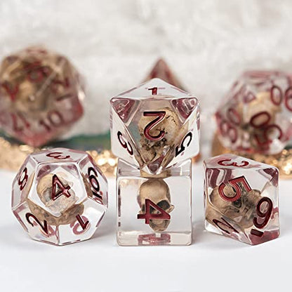 UDIXI Skull DND Dice Set, Resin D and D Dice Set for D&D RPG Tabletop Games | Velvet Storage Bag, DM Gift, for Dungeons and Dragons Role Playing Games Board Games - color: Skull
