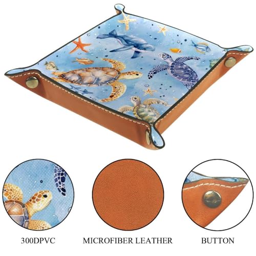 Watercolor Turtles Fish Dice Tray Dice Rolling Tray Folding Dice Holder for Dice Games, Like RPG, DND and Other Table Games - color: Multi 4