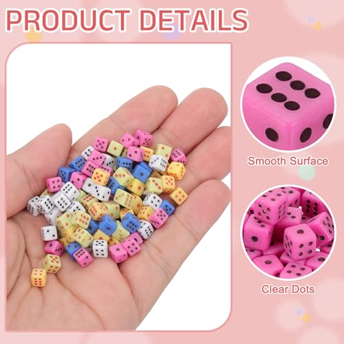 uxcell 300Pcs Mini Dice, 5mm/0.2" Acrylic Tiny Six Side Game Dot Square Dice Bulk for Table Board Game Party Activities, Pink/Black - color: Pink/Black, size: 5mm/0.2"