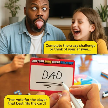 Lucky Egg are You Sure We’re Related? – Hilarious Family Games for Kids and Adults | Board Game with 200 Cards, Paddles & Spinner | Party Games for Family Game Night for 8+ | 2–8 Players
