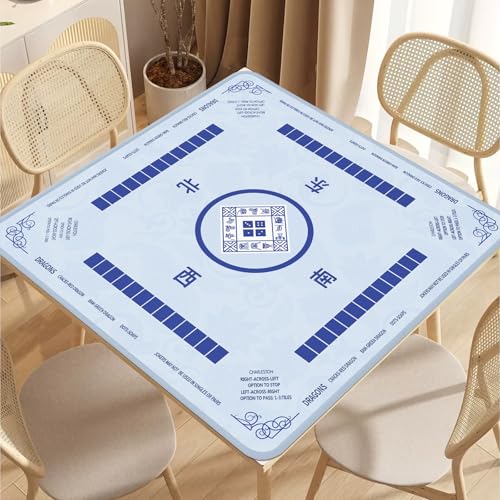 2F22E Mahjong Mat, Noise Reduction Non-Slip Mahjong Mat for Table, 32.4 * 32.4 Inch Mahjong Table Mat for Poker, Board Games Table Mat, Card Games, Tile Games, Dominoes(Sky Blue) - color: Wathet Blue