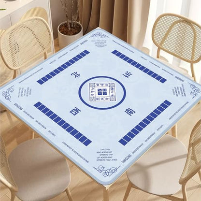 2F22E Mahjong Mat, Noise Reduction Non-Slip Mahjong Mat for Table, 32.4 * 32.4 Inch Mahjong Table Mat for Poker, Board Games Table Mat, Card Games, Tile Games, Dominoes(Sky Blue) - color: Wathet Blue