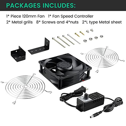 Wathai doorway corner fan for moving heat wood stove doorway air fan | Dual Ball AC 110V 240V 120mm x 38mm Muffin Fan with Variable Speed Controller for Fireplace, Network Cabinet - style: 1238