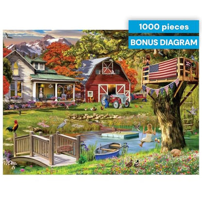 Buffalo Games - Country Clubhouse - 1000 Piece Jigsaw Puzzle for Adults | Art by Garry Walton, Made in USA, Recycled Board, Includes Poster, Giftable, Frameable Art