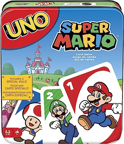 Mattel Games UNO Super Mario Card Game Animated Character Themed Collector Deck 112 Cards with Character Images, Gift for Kids Ages 7 Years Old & Up - style: UNO Super Mario Bros