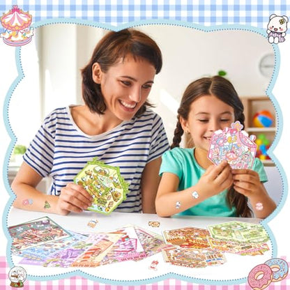 3D House Stickers,DIY Sticker Therapy for Adult Fun Cute Cartoon Stickers | Scene Make Your Own for MINI Room Scenes for MINIature Supermarket for Relief Stress Pass The Time (20 PCS) - size: 20 Pcs Regular