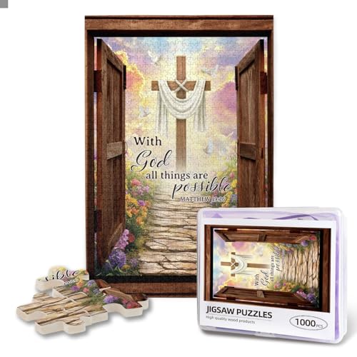 Cross Puzzles for Adults 1000 Pieces Inspirational Catholic Cross Sunset Jigsaw Puzzle Motivational Spiritual Religious Bible Wall Art Pictures Home Decor - color: Christian Cross Puzzle, size: 1000PCS