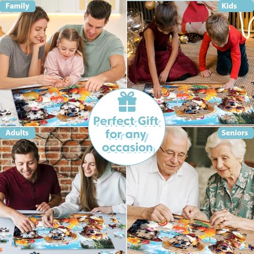 100 Piece Puzzles for Kids Ages 6-8, Dogs Summer Sips Jigsaw Puzzle, Educational Puzzle for Kids & Adults, 100 Piece Puzzles for Adults Large Piece for Seniors 15x11 in - style: Dogs Summer
