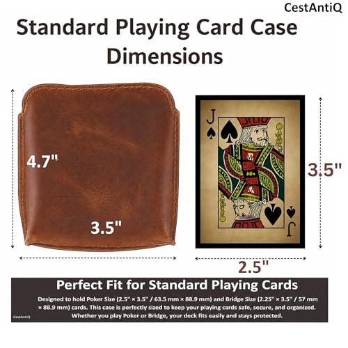 Premium Full Grain Leather Playing Card Case, Zippered Playing Card Holder for Poker Bridge Cards, Durable Leather Card Deck Storage Organizer Travel Card Carrying Pouch Multi Purpose Wallet - color: Tan