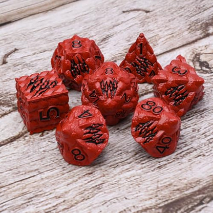 Dragon Scale Metal Dice Set-Dragon Claw,with Gift Metal Box for TTRPG Tabletop Gaming,Dungeon Masters,RPG Adventures(Red) - color: Red