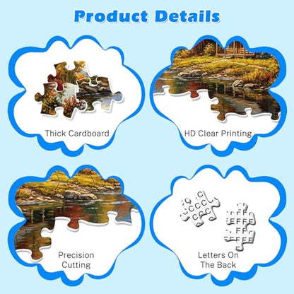 4-Pack 100 Piece Puzzle, Four Seasons Scenery 100 Piece Puzzles for Adults Seniors, Nature Landscape Large Piece Jigsaw Puzzles for Seniors Adults Educational Jigsaw Puzzles 100 Pieces (15x10 in)