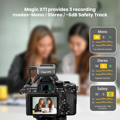 GODOX Magic XT1 Wireless Lavalier Microphone System | 48kHz 24-bit audio, touchscreen, noise reduction, 200m transmission, 16hr runtime, mono/stereo mode, with charging case