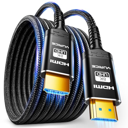 10K 8K 4K HDMI 2.1 Cable 20FT/6M, Ultra High Speed 48Gbps Braided Cord, 8K@60Hz 4K@120Hz, HDCP 2.2 & 2.3, HDR10, DTS:X Compatible with Roku TV/PS5/Xbox/HDTV/Blu-ray - size: 8K-20FT