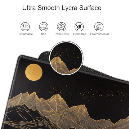 Large Mouse Pad Gaming Desk Pad Black and Gold Mountain Mousepad XXL Desk Mat 31.5''X15.75'' Extended Mouse Mat of Girl Desktop Work Computer - color: Gold Mountain, size: 31.5''x15.75''