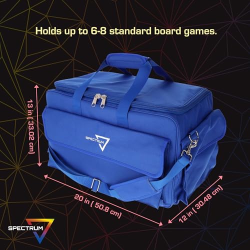BCW Spectrum Board Game Bag | Durable Duffle for 6-8 Board Games | Expandable Pockets & Storage | Comfortable Removable Shoulder Strap | Easy Top & Side Access - color: Blue