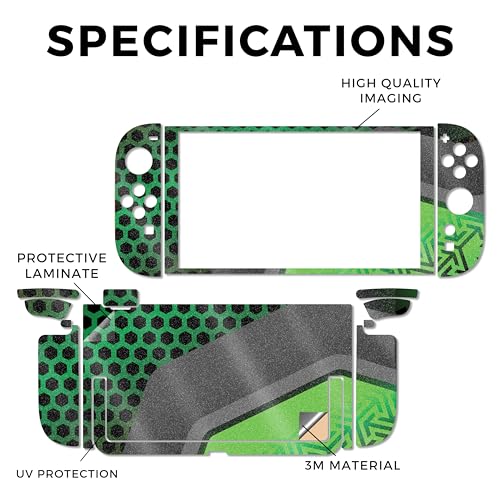 Glossy Glitter Gaming Skin Compatible with Nintendo Switch 2 Console Only - Hex Green - Premium 3M Vinyl Protective Wrap Decal Cover - Easy to Apply | Crafted in The USA by MightySkins - color: Hex Green, size: Switch 2 Console Skin Only, style: Glossy Gl