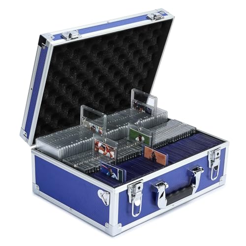 Collectable Trading Card Cases, Toploaders Storage Box, Magnetic Card Storage Hard Cabinet, Graded Card Storage Case, Sports & Trading Collector Storage Box (Blue) - color: Blue, size: Large