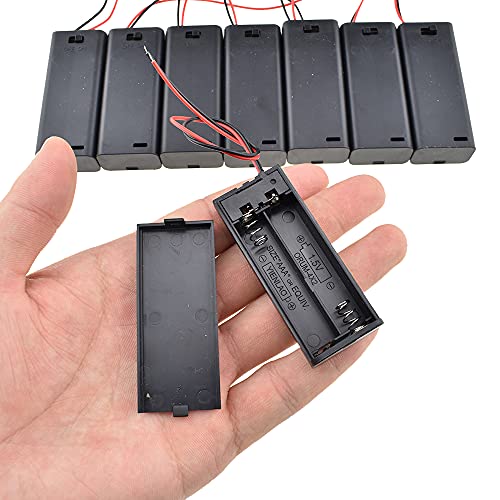 HAHIYO 3V AAA Battery Holder Bundle with Wire Sturdy Cover Flexible Springs Contact Build-in Switch Batteries Black Case Easy Install 8 Pieces for Wall Clocks Ham Radio Kids Toys - style: 2AAA-8P