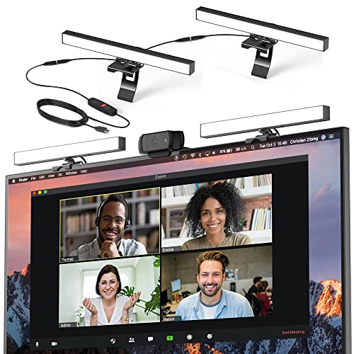 HumanCentric Video Conference Lighting - Webcam Light for Streaming, LED Monitor and Laptop Light for Video Conferencing, Zoom Lighting for Computer, Replaces Ring Light for Zoom Meetings, Double Kit