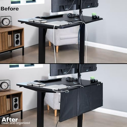 VIVO Black Clamp-on 48 inch Desk Cable Management Sleeve, DESK-SKIRT-48P | Privacy Desk Skirt, Cable Organizer, Wire Hider Kit Panel System - size: 48" Panel
