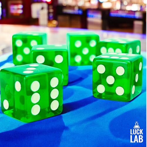 Luck Lab 10 Piece 19 mm Dice Pack - Acrylic Translucent D6, Square w/Rounded Edge for Casino, Craps, RPG MTG DND Dice Table Games and Board Games (Green) - color: Green