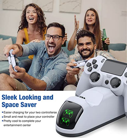 PS4 Controller Charger Dock Station with Charging Cable,1.8Hour Fast-Charging PS4 Controllers Charging Station for PlayStation 4 Dualshock 4 Charger - color: White-Green