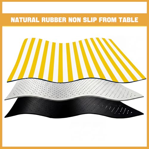 Drydiet Mahjong Mat for Table 31.5 x 31.5 Inch American Mahjong Mat with Carrying Bag, Non-Slip Noise Reduction Table Item for Family Poker Domino Board Game Night & Party Use(Yellow Striped) - style: Yellow Striped