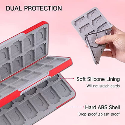 PERFECTSIGHT Switch Game Case Compatible with Nintendo Switch OLED & Switch Lite, 48 Switch 2 Game Holder，Cute Switch Game Card Case Cartridge with 48 Slots Game Card Storage, Mali - color: 48 Slot - Red M, size: 48 Slots