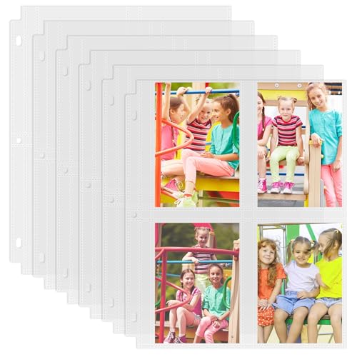 50 Pack 3.5 x 5 Photo Sleeves for 3 Ring Binder(400 Pictures) | Heavy-Duty Archival Photo Page Protectors, Clear Picture Album Refill Pages Holds, Acid-Free - size: 3.5x5inch-4pocket, style: 50 pack
