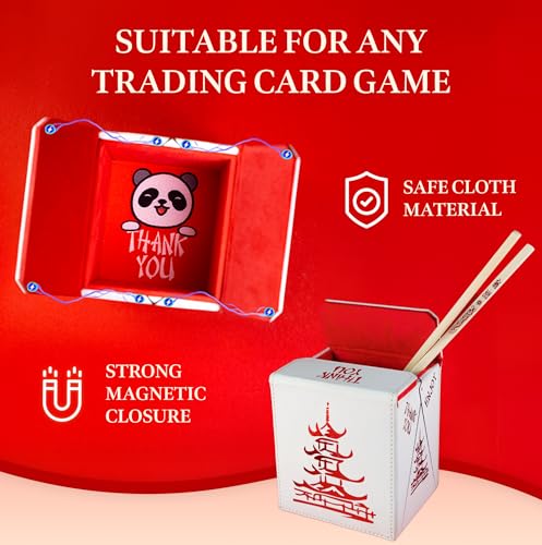 SleeveChief - ORIGINAL China To Go! Trading Card Deck Box | vegan leather & Holo Design | MTG commander deck box & for ALL other trading card games | fits 100 double Sleeved Cards