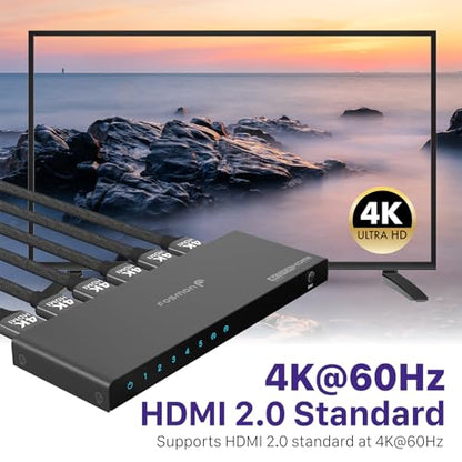 Fosmon 5-Port HDMI 4K Switch with Remote, Support 4K@60Hz HDCP 2.2 High Speed 18Gbps 5 in 1 Out Auto-Switching 5x1 HDMI 2.0 Switcher Splitter Hub Compatible with PS5, Xbox X, Apple TV - style: 4K HDMI Switch 5 In 1 Out
