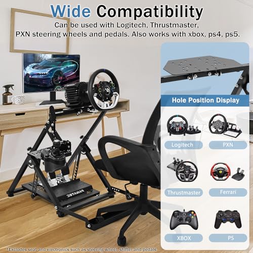 Mokapit X Shape Foldable Racing Wheel Stand Suitable for Logitech G25/G29/G920,Thrustmaster T300/T248/T300RS Moza R5 Adjustable Steering Wheel Stand Steering Wheel&Shifter &Pedals Not Included