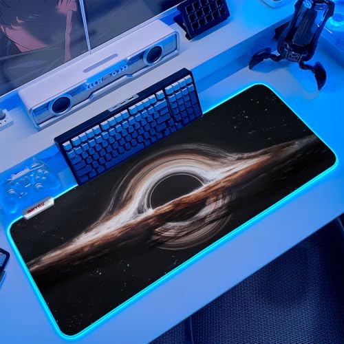 JMIYAV White RGB Gaming Mouse Pad 31.5x12 Inch PC XL Large Extended Glowing Led Light Up Desk Pad Non-Slip Rubber Base Computer Cool Mousepad Mat Desk Accessories Gaming Setup Singularity - color: Singularity
