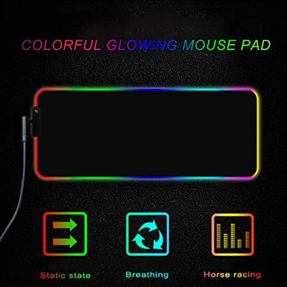 Personalized RGB LED Gaming Mouse Pad Make Your Own Customized Large Gaming Mousepad Custom Mouse Mat for Office Dorm Personalised Gifts Presents for Gaming Lovers, 31.5x11.8in - size: 31.5 x 11.8 in