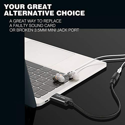 USB to 3.5mm Jack Audio Adapter, USB-A to AUX Cable for PC, PS4, PS5-1.2M | TRRS-Mic Supported, DAC Chip, 16bit/48KHz, Compatible with Windows, PC, Laptop, Mac, Linux, Desktops, PS4, PS5 - size: 45 inch / 120cm