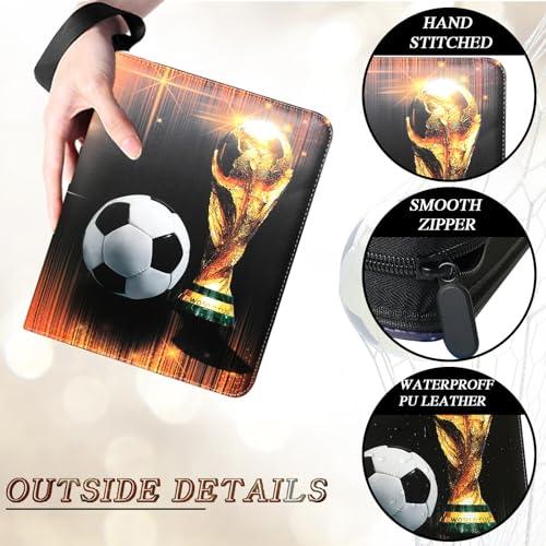 Trading Card Binder 400 Pockets, Soccer Card Binder Holder with 50 Removable Sleeves Fits 400 Sport Cards, Soccer Card Gifts Collector Album with Zipper Storage Display Case - color: Soccer