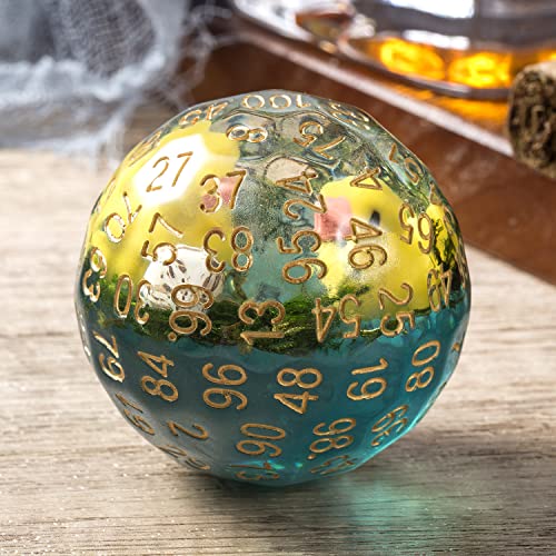 DNDND D100 Dice with Duck Inside Resin 100 Sided Die with Translucent Pouch for D&D - color: Duck Inside