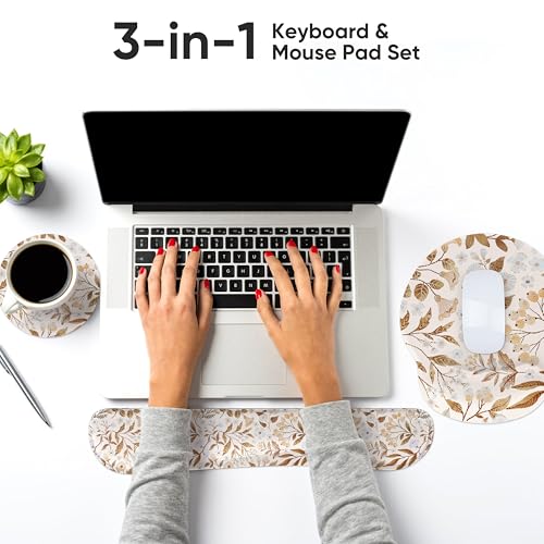 Mouse Pad and Keyboard Wrist Rest, 3-in-1 Computer Mousepad and Coaster Set, Non-Slip Keyboard Wrist Rest and Mouse Pad Set Ergonomic Design (YKMWR-59) - color: Ykmwr-59