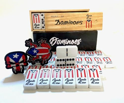 Puerto Rico Dominoes Premium Puerto Rican Flag Domino Double Six for Adults Size
