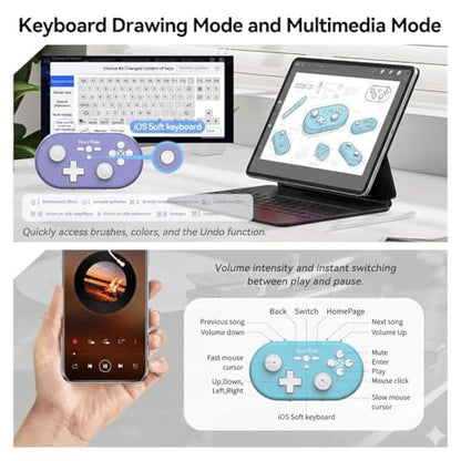 ShanWan wireless handheld controller, suitable for Switch/Switch 2/Android/iOS/PC/Steam Deck/phone, 1000Hz polling rate, with custom keyboard mode for Procreate drawing Bluetooth controller/6-axis gyroscope/vibration (Purple) - color: Purple