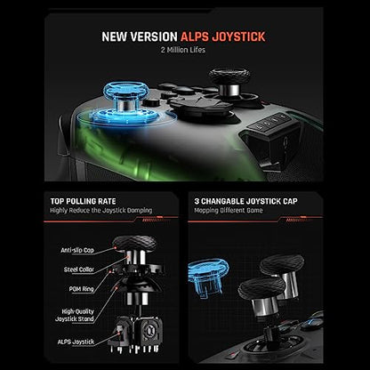 BIGBIG WON Wireless Controller Motion Control, Hall Trigger, ALPS Joystick, 3.5mm Audio, Gaming Controller for PC Windows/Android/iOS/Switch Pro Controller (Rainbow 2 Pro&Charging Dock) - color: 6.Rainbow 2 Pro with Charging Dock