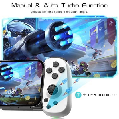 Joso Wireless Phone Controller for iPhone/Android, Mobile Game Controller with Hall Joystick Suitable for Xbox Cloud Gaming, PS Remote Play, Steam Link, Call of Duty & More - White - color: White | D6