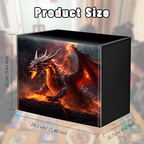 DEGDFSGR Card Game Storage Box for TCG MTG Commander Deck Box MTG Card Box Organizer Trading Card Case Magnetic Closure Creative Pattern Up to 2400 Cards, The Fire Dragon On The Rock - color: The Fire Dragon On The Rock