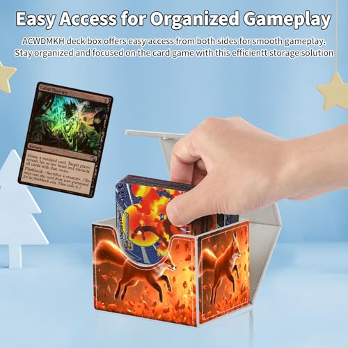 for MTG Commander Deck Box,Card Deck Box for Trading Yugioh MTG,Fits 100 Double Sleeved Cards,PU Leather Strong Magnet Case for Magic Commander TCG CCG,Cute Fox - color: Cute Fox