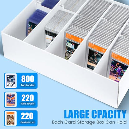 3 Pack Trading Card Storage Box - 5 Rows Graded Card Case holds 220 PSA Slab Cards, Cardboard Holder Organizer Boxes with Dividers for Sport Cards