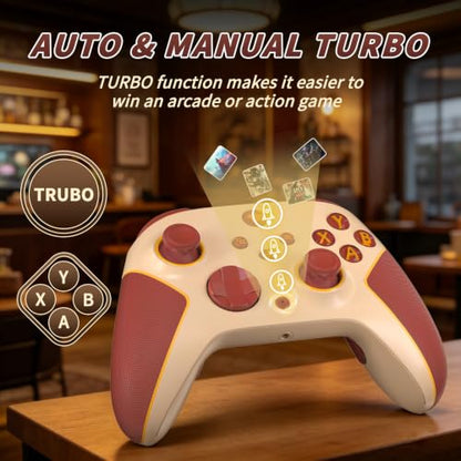 Wireless 2.4GHz Controller for Xbox One Controller with 7 Colors RGB Light,Compatible With Xbox Series S|X Consoles,Steam,PC,with 1000mAh Battery/Hall Effect Sticks/Turbo/Programmable/3.5mm Audio Jack - color: Beige Yellow