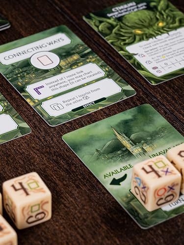 CrowD Games | Arkham Travel Guide | 1-4 Players | Ages 14 and up | Roll and Write | Tourism Game | Cozy Route Charting Puzzle | Creepy Lovecraft | Average Playtime 30 min