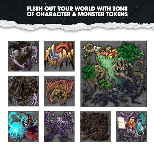 Dungeon Craft Cursed Lands Terrain Set for RPG & DND - 1000+ Double-Sided Dry/Wet Erase Tiles - Modular Battle Map Pieces for Tabletop Games & Dungeon Maps - style: Cursed Lands