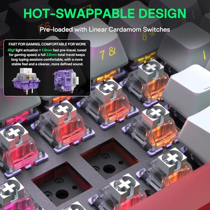 H83 PRO Wireless Mechanical Gaming Keyboard 75% Layout, Gaming Equipment Gasket Mounted - Hot Swappable Cardamom Switches, PBT Keycaps, RGB Backlit, USB-C/2.4G/BT5.0 for Win/Mac/Linux - color: H83 Pro Crimson Frost